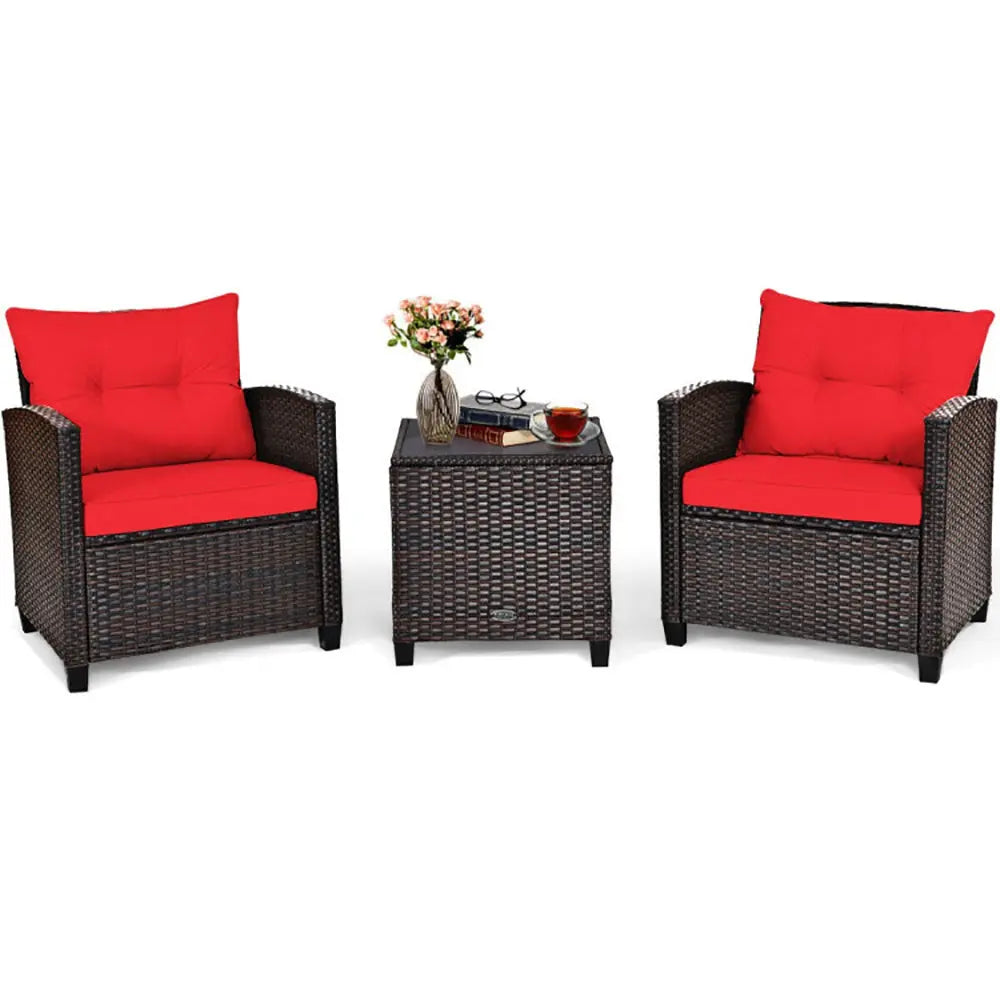 3-Piece Rattan Patio Furniture Set – Washable Cushions Prime Mart
