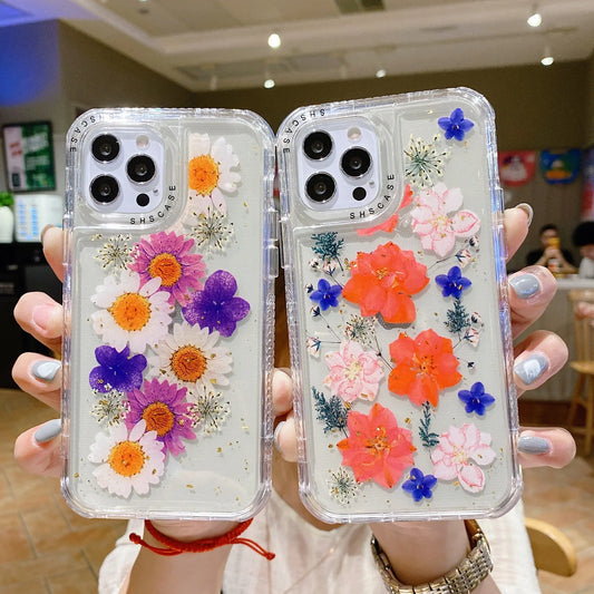 Simulation Painted Flower Epoxy Phone Case Prime Mart