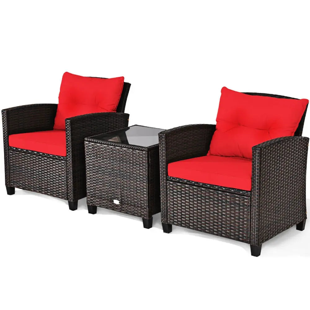 3-Piece Rattan Patio Furniture Set – Washable Cushions Prime Mart