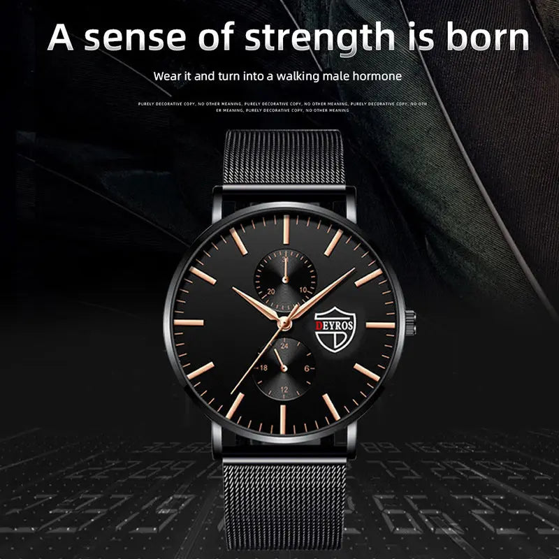 New Simple Fashion Men's Vacuum Plating Mesh Strap Quartz Watch Prime Mart