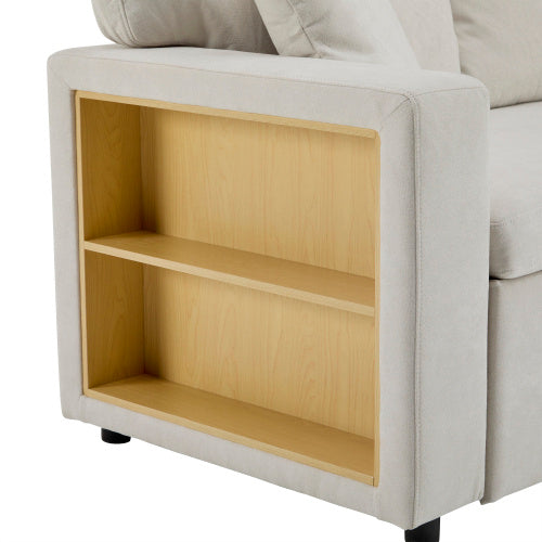 L-Shaped Corner Sofa Bed – Extendable with Bed Box & Integrated Shelf