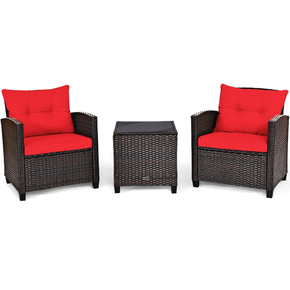 3-Piece Rattan Patio Furniture Set – Washable Cushions Prime Mart