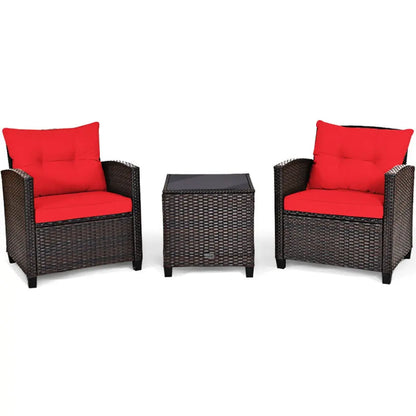 3-Piece Rattan Patio Furniture Set – Washable Cushions Prime Mart