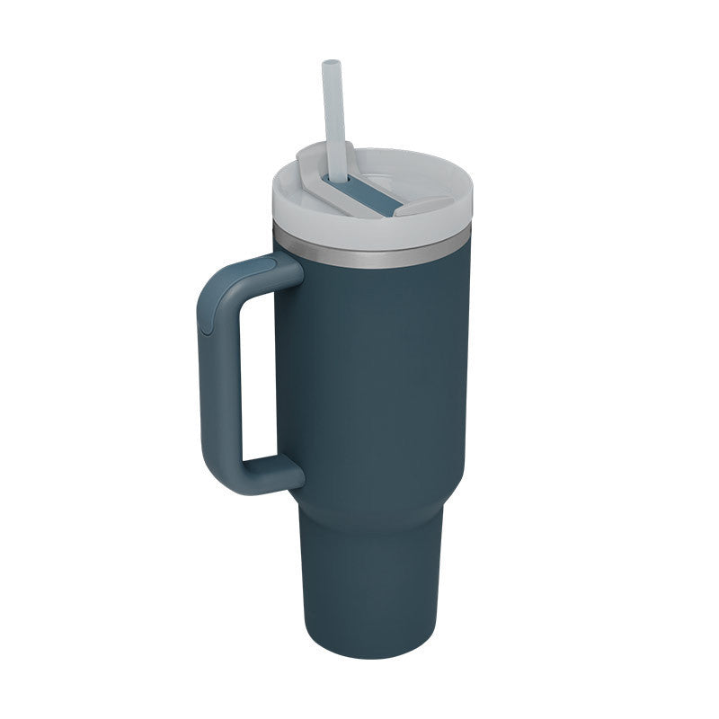 40oz Insulated Tumbler with Handle & Straw – Spill-Proof Travel Mug