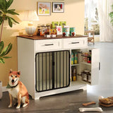 Dog Crate Furniture – Indoor Kennel with Storage, White Prime Mart
