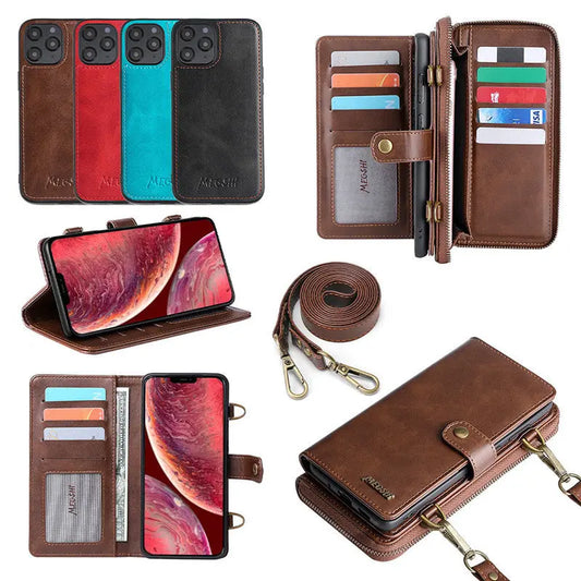 Compatible with Apple , Detachable Wallet Backpack Strong Adsorption Leather Flip Phone Cases For Samsung Galaxy Note 20 UItra Note 10 Plus 9 8 Cover Prime Mart
