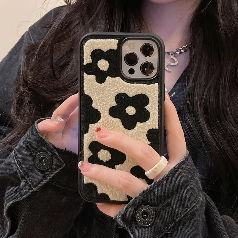 Plush Flowers Are Suitable For Ladies Autumn And Winter Mobile Phone Cases - Prime Mart Prime Mart